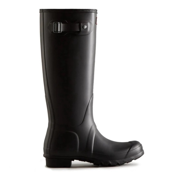 HUNTER Original Tall Matte Rain Boots Black Natural Rubber Waterproof Size 8 NEW - Picture 14 of 15
